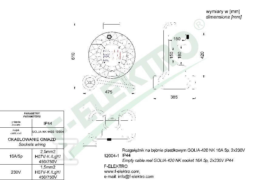 Rozgałęźnik bębnowy, MAKARA-460 NK 32A - 15000-20